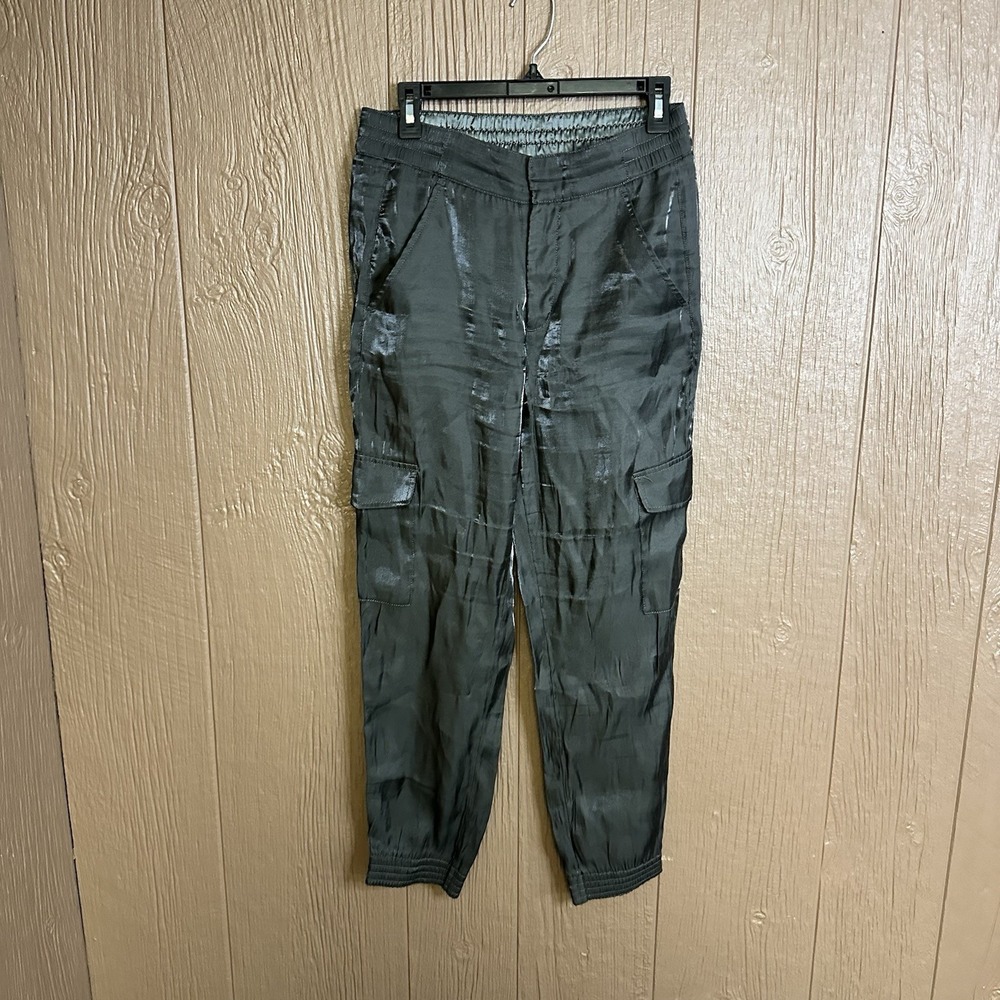 By Anthropologie Gray Green Sheen Texture Jogger Cargo Pants S Light Workwear